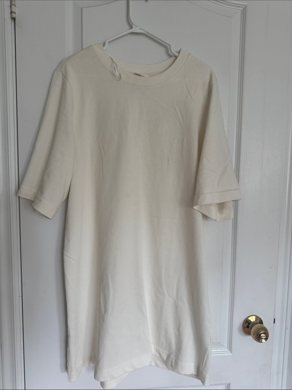 100% cotton H&M Cream Short Sleeve Tee Dress